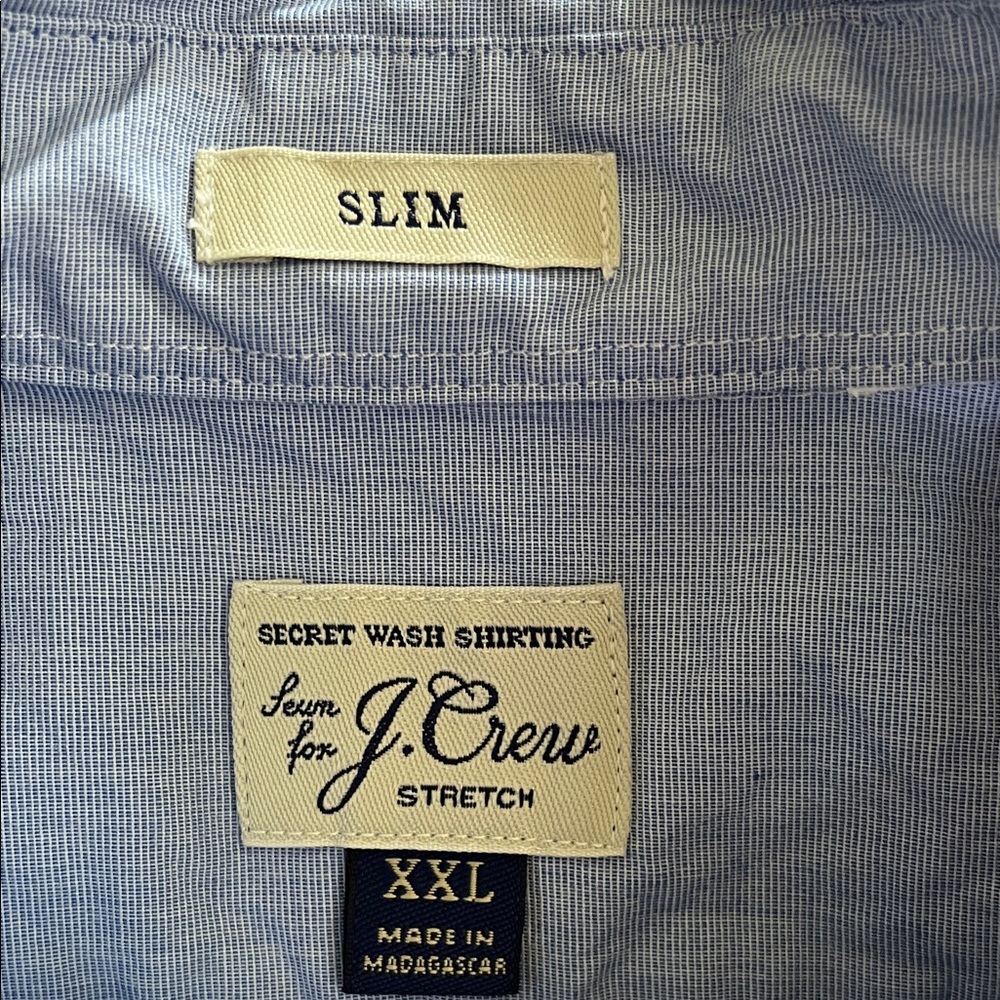 J. Crew Sky Blue Casual Button-Down Shirt XXL slim fit stretch - Picture 8 of 8